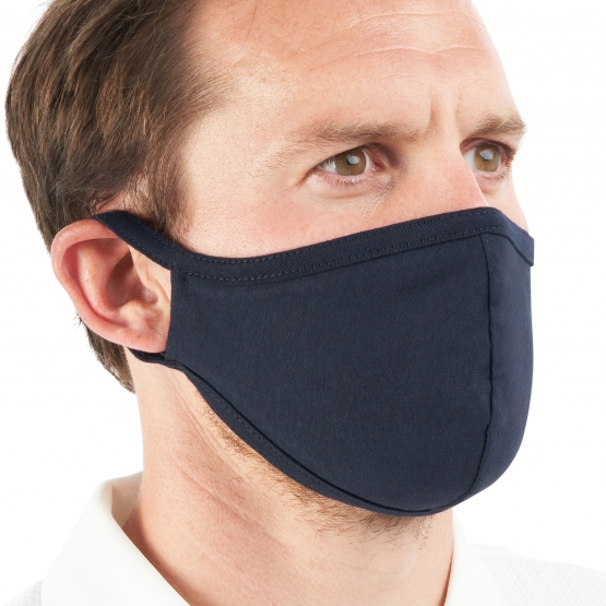 Navy Blue Washable Cotton Mask With Ear Loops