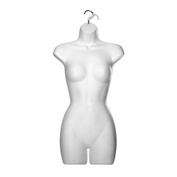 White Female Plastic Body Form (+ HANGING HOOKS)