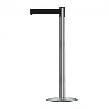 Single Stainless Steel Retractable Barrier Post - 1.5m Black
