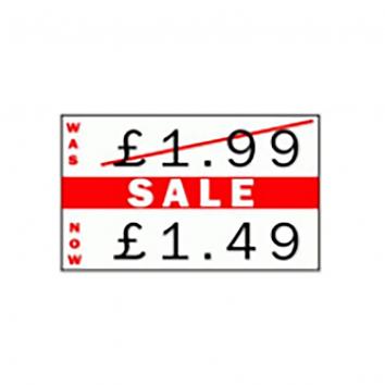 DISCON - CT7 26x16mm White Price Gun Labels Printed Red "Sale" (10000)
