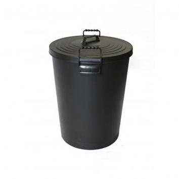 80 Litre Black Plastic Dustbin + Lid