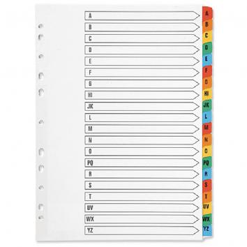 A-Z 20 Part Multicolour Tabbed Reinforced Indexes