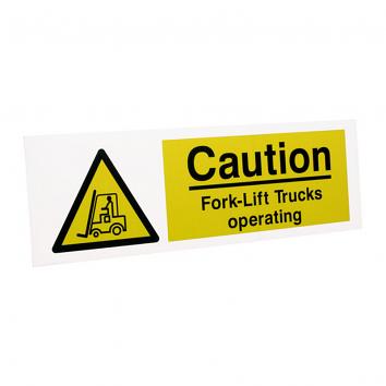 Correx safety Sign - Caution Fork Lift Trucks 600mm x 200mm