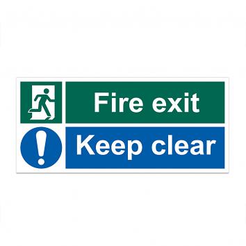 Safety Sign -  Fire Exit  Keep Clear 150 x 450 S/A
