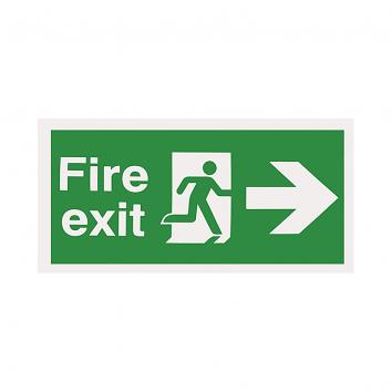 Safety Sign -  Fire Exit Arrow Right  150 x 450 Rigid