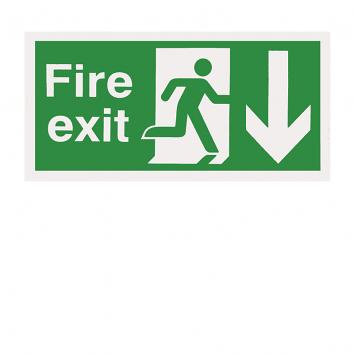 150x300mm Fire Exit Running Man Arrow Up Self Adhesive