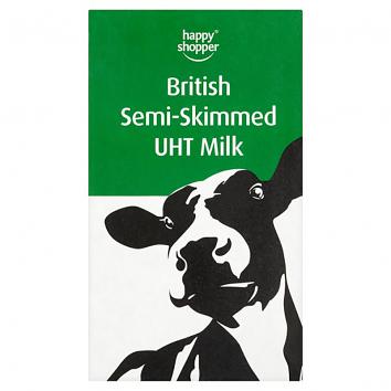 Happy Shopper British Semi Skimmed UHT Milk - 1 Litre