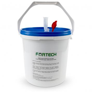 Fortech 20x20cm Sanitising Wet Wipes in Dispenser Bucket 70% Alcohol
