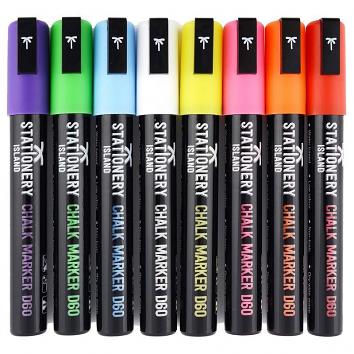 DISCON Liquid Chalk Markers 6mm Dry-Wipe Assorted (Pack Of 8) (8)
