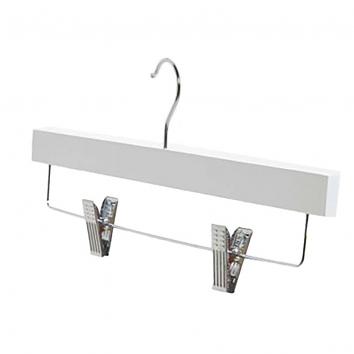 White Wooden Bar & Clip Hanger 35cm (100)