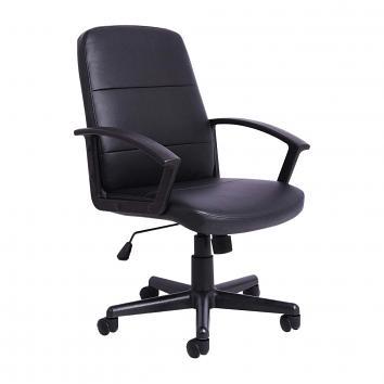 Budget PU Managers Chair - Black (Fixed Arms)