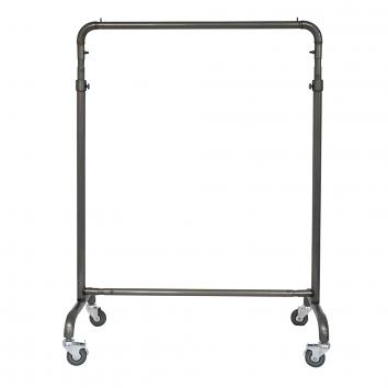 3' Clear Coated Steel Garment Rail with HD Wheels