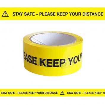 48mmx33m Black/ Yellow Purasan PPE™ Safe Distance Indoor Tape