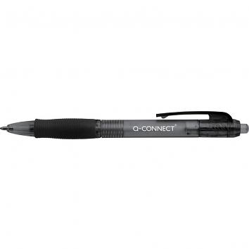 Q-Connect Retractable Black Ball Point Pens - 1x10