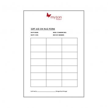 A4 Pad Printed 1C1S, Glued At Head - Gift Aid On Rag