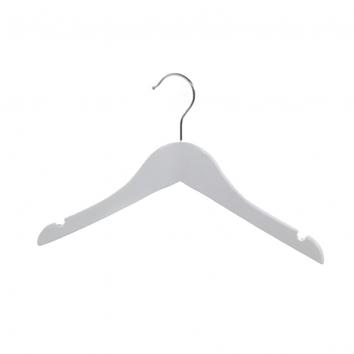 30cm White Wooden Childrens Top Hanger With Notches (100)