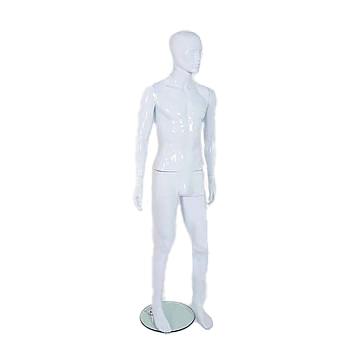 R330 Abstract Male Gloss White Plastic Mannequin With Glass Base