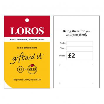 LOROS Priced Gift Aid Garment Ticket 60x95mm - £2 (250)