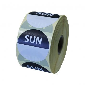49mm Circular Permanent Label Printed 1 Colour SUN - 1000 Per Roll