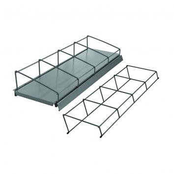 625x200mm 4-Section Media Rack Silver For Grooved Shelf