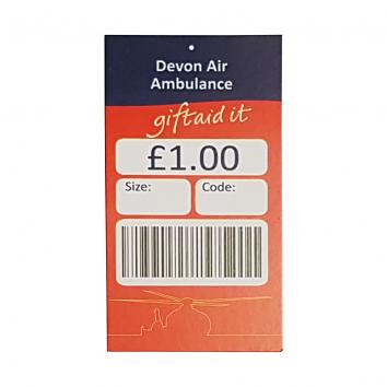 40x75mm £1.00  Garment Tickets, Printed Devon Air Ambulance (1000),DISCON USE SP-21379-1X500