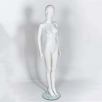 R304 Moulded Hair  Female Matt White Mannequin With Glass Base