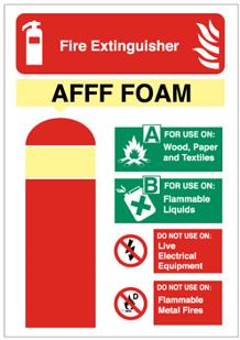 Safety Sign - Foam Fire Extinguisher. - 280 x 90mm S/A