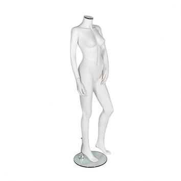 R317 Headless Female Matt White  Mannequin With Glass Base
