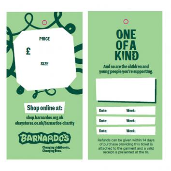 45x90mm Offset Garment Ticket, Printed 2S - BLANK - Barnardos (Pack of 500)