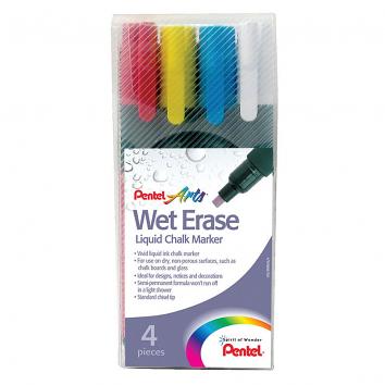 Chisel Tip Liquid Chalk Markers Waterproof Assorted (Pack Of 4)
