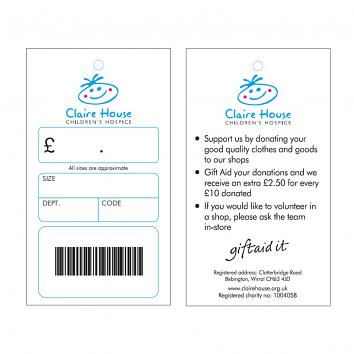 45x75mm 250gsm Garment Ticket Printed CMYK 2 Sides With Drilled Hole - Claire House (250)